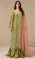 Embroidered Olive Green Sharara Suit
